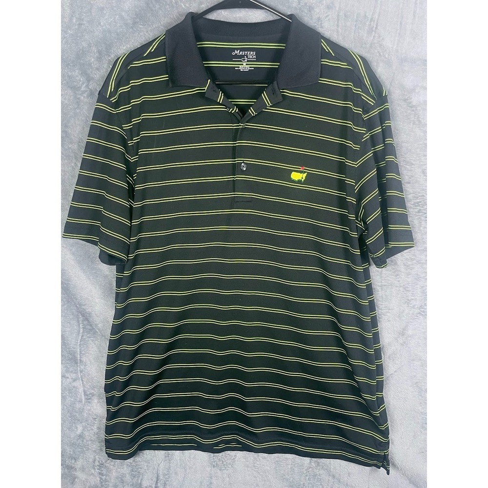 Masters‎ Tech Augusta National Golf Men's Polo Shirt Black Yellow Size Medium